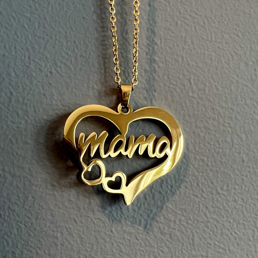 Celebrate MOM! Stainless Steel Mom Pendant and Chain Silver & Gold